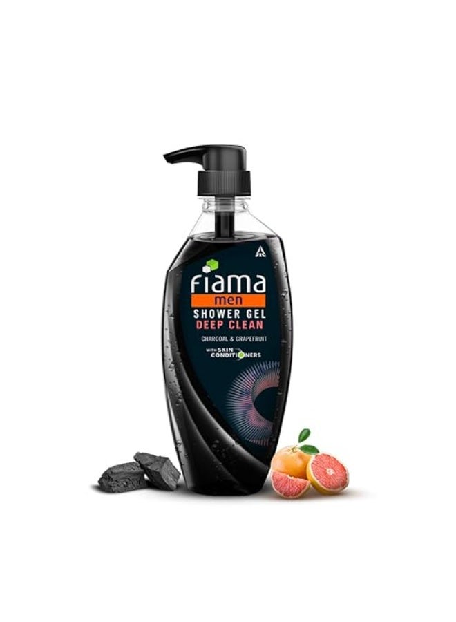 Fiama Men Body Wash Shower Gel Deep Clean, 500ml, Body Wash for Men with Goodness of Charcoal & Grapefruit for Fresh & Bright Skin - Image 1